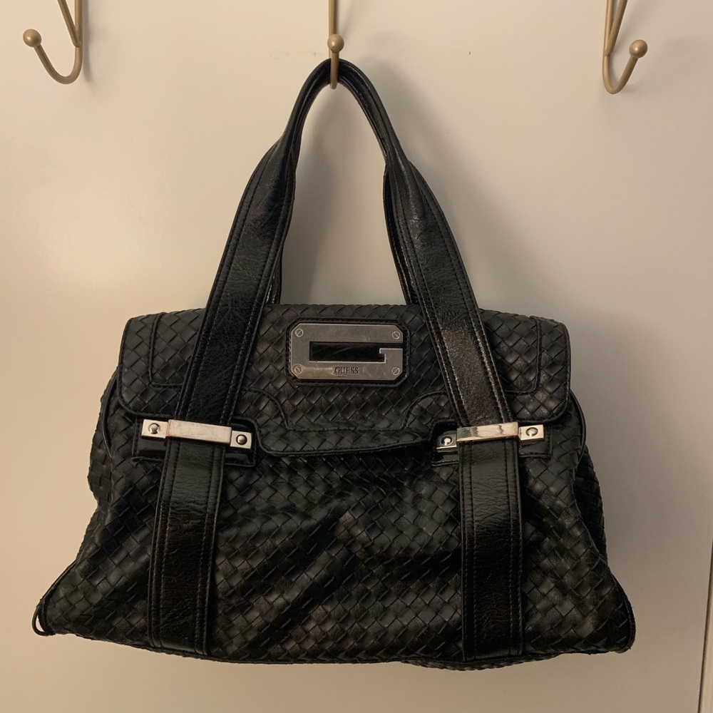 GUESS woven vegan leather handbag